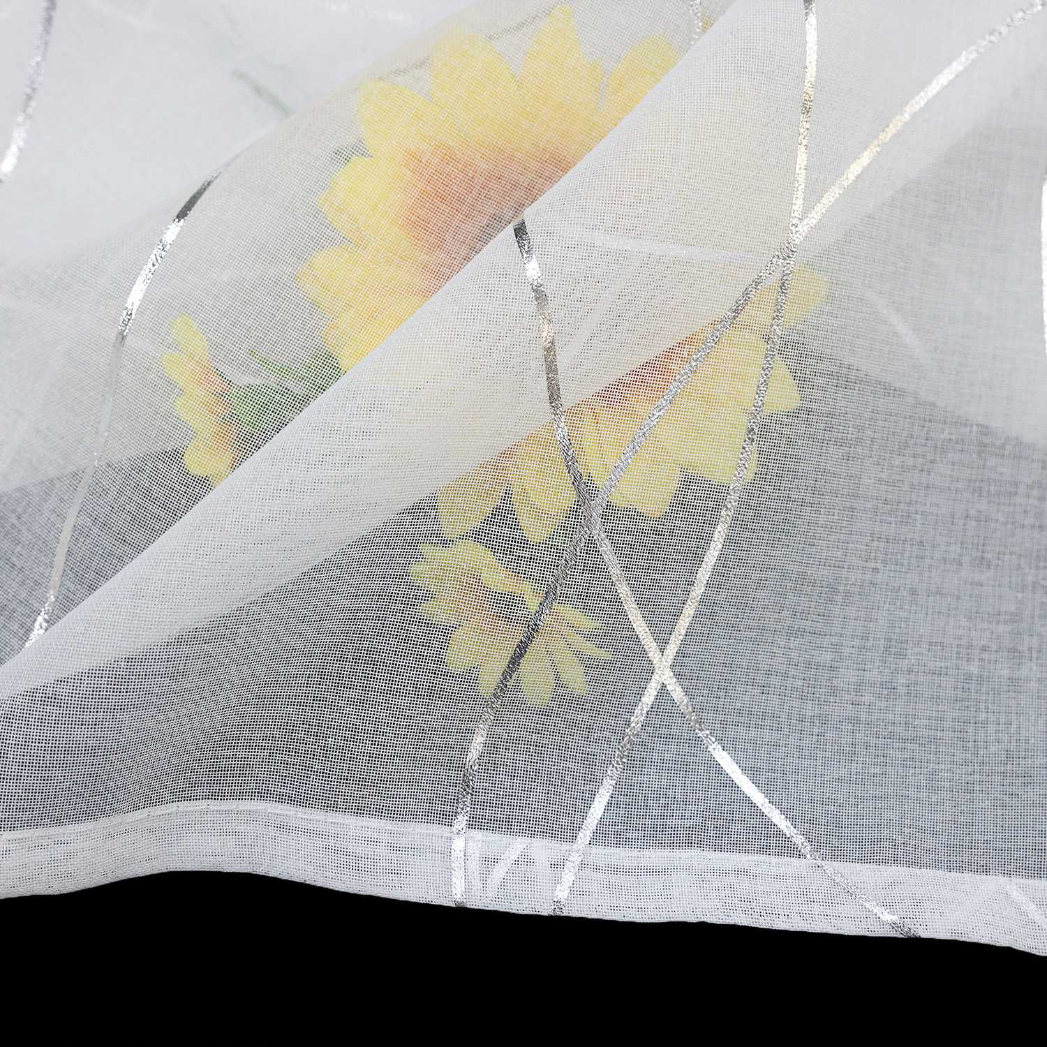 Cafe Curtain with Rod Pocket Country Style Wave Stripes - Silver, H x W 60 x 120cm
