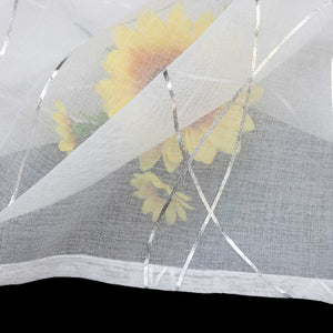 Cafe Curtain with Rod Pocket Country Style Wave Stripes - Silver, H x W 60 x 120cm