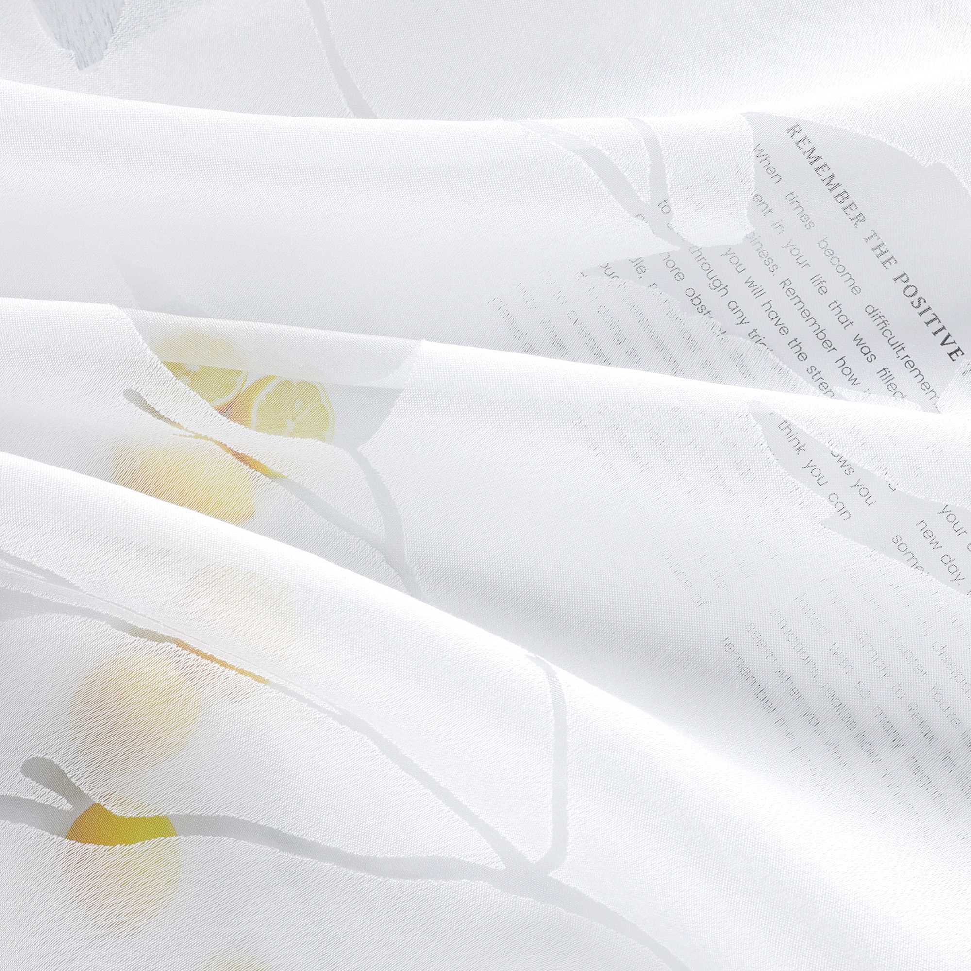 Cafe Curtain Semi-Sheer Leaf Pattern with Grommet Hanging - White, H x W 60 x 90cm