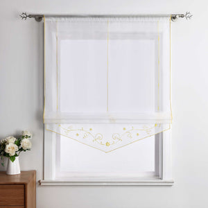 Roman Shade with Floral Pattern Modern Sheer 1 Piece - Gray, W x H 120 x 140cm
