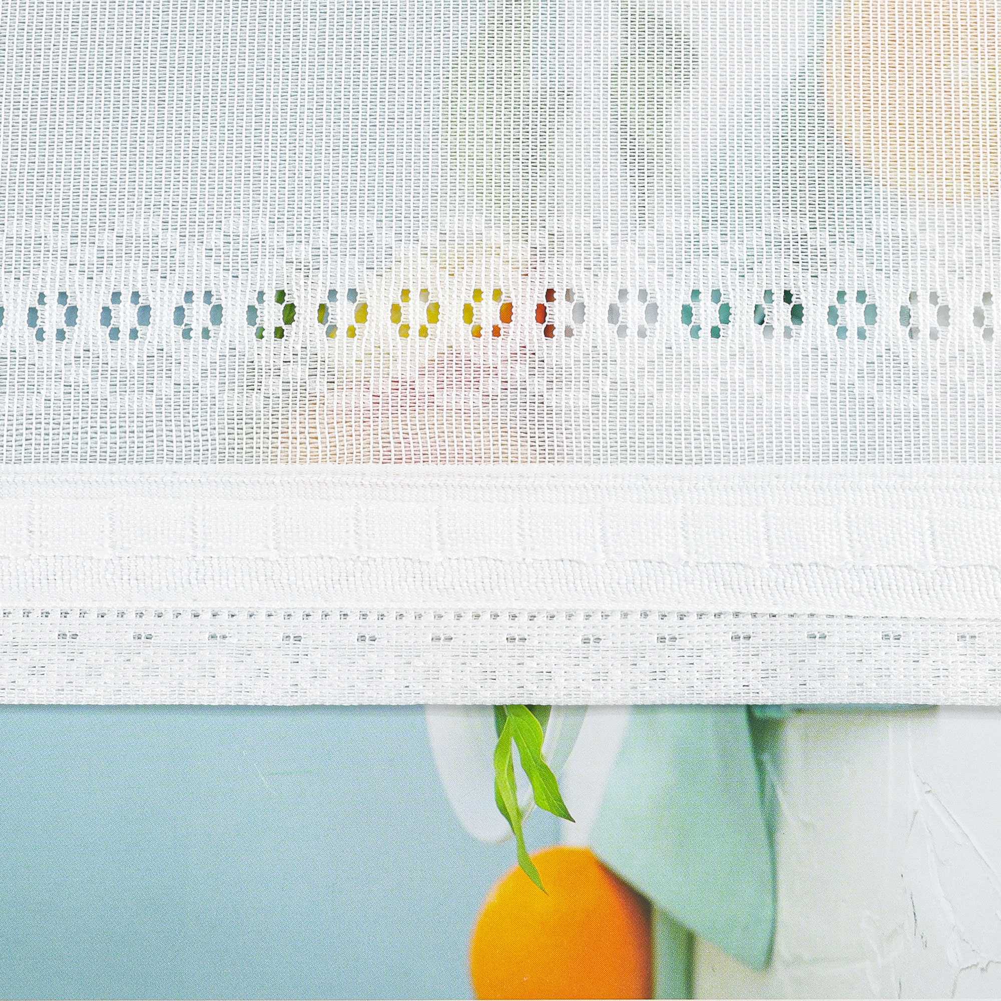 Sheer Curtain with Diamond Embossing with Rings and Curtain Track System 1 Piece