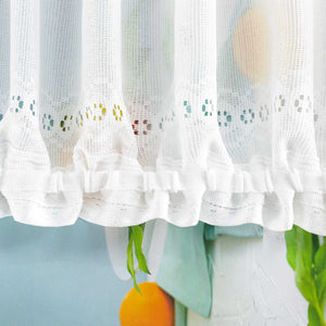 Sheer Curtain with Diamond Embossing with Rings and Curtain Track System 1 Piece