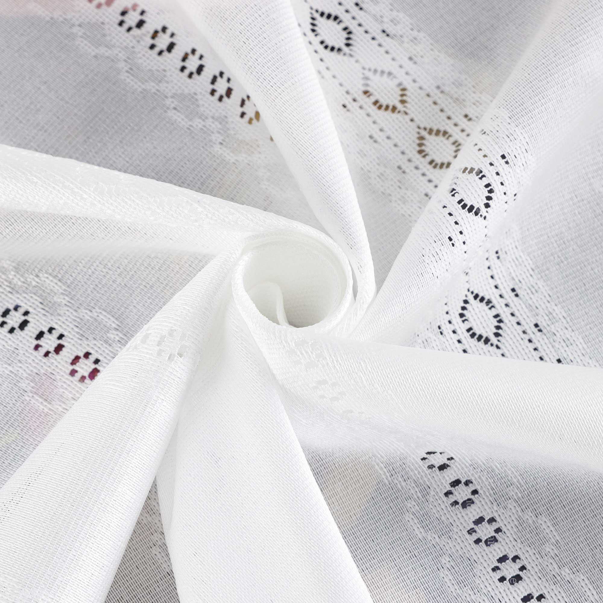 Sheer Cafe Curtain with Diamond Embossing and Tassel 1 Piece