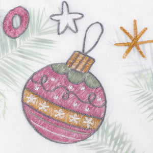 Cafe Curtain Christmas 1 Piece with Fir Tree and Christmas Ornament Embroidery - White, W x H 60 x 120cm