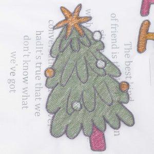 Cafe Curtain Christmas 1 Piece with Fir Tree and Christmas Ornament Embroidery - White, W x H 80 x 150cm
