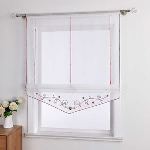 Roman Shade with Floral Pattern Modern Sheer 1 Piece - Green, W x H 140 x 140cm
