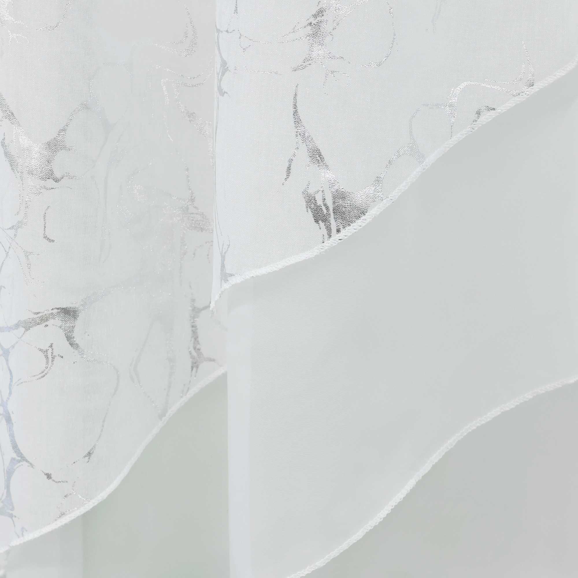 Cafe Curtain Double-Layer with Silver Marble Pattern Set of 2
