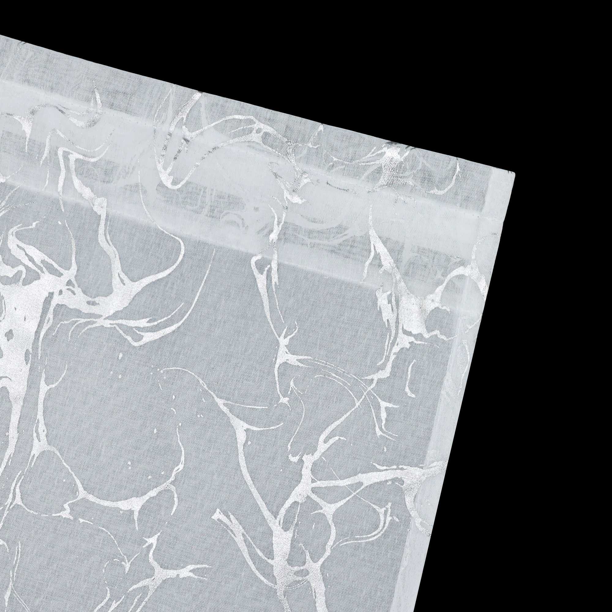 Cafe Curtain Double-Layer with Silver Marble Pattern Set of 2