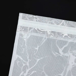 Cafe Curtain Double-Layer with Silver Marble Pattern Set of 2 - White, W x H 140 x 145cm