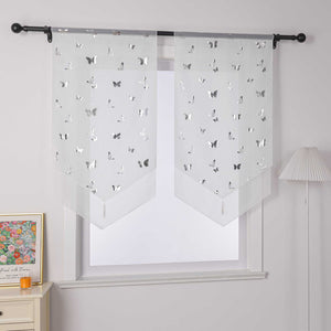 Cafe Curtain with Butterfly Pattern Sheer 1 Piece - Gold, W x H 80 x 150cm