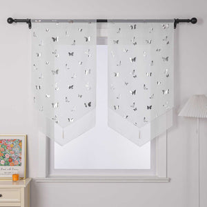 Cafe Curtain with Butterfly Pattern Sheer 1 Piece - Gold, W x H 60 x 120cm