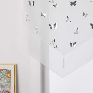 Cafe Curtain with Butterfly Pattern Sheer 1 Piece