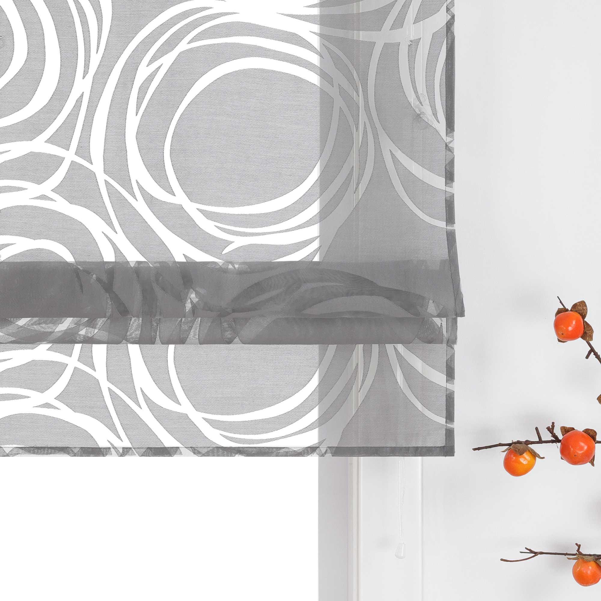 Roman Shades with Circle Pattern - Tab-Top Hanging