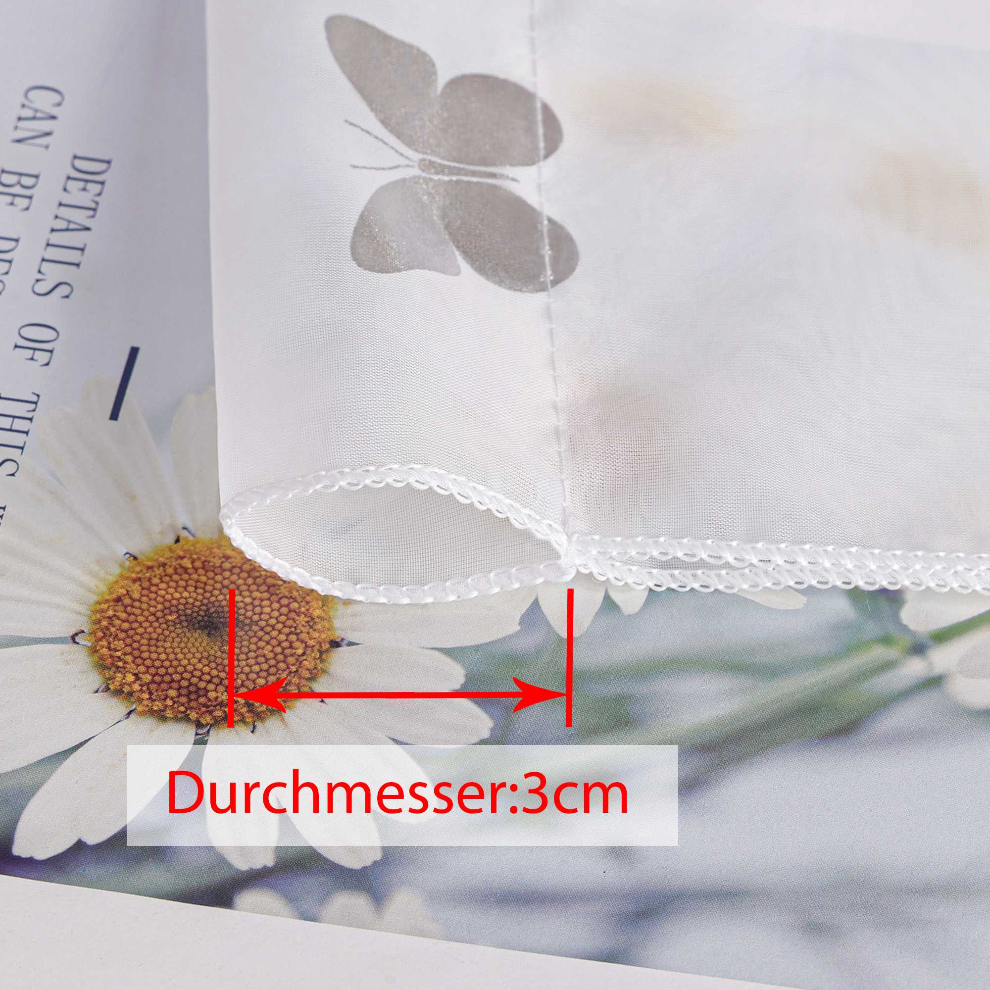 Cafe Curtain with Butterfly Pattern Sheer 1 Piece