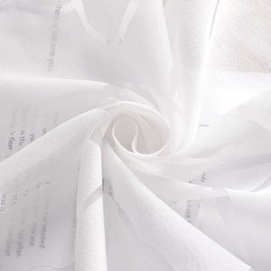 Cafe Curtain with Line Pattern and Branch Motif 1 Piece - White, H x W 60 x 90cm