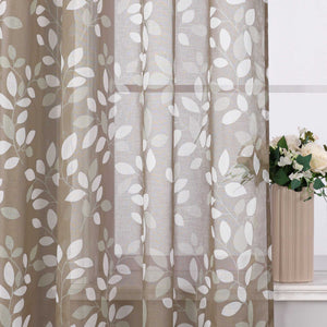 Curtain with Floral Pattern Light-Filtering 1 Piece - Brown, W x H 140 x 245cm