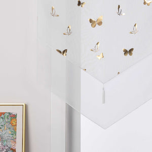Cafe Curtain with Butterfly Pattern Sheer 1 Piece - Silver, W x H 60 x 120cm