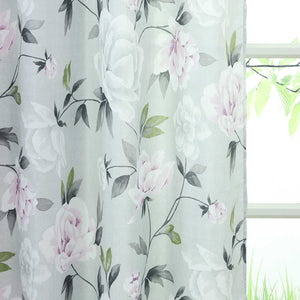 Blackout Grommet Curtain with Floral Pattern Thermal 1 Piece
