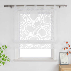 Roman Shades with Circle Pattern - Tab-Top Hanging - White, W x H 80 x 140cm