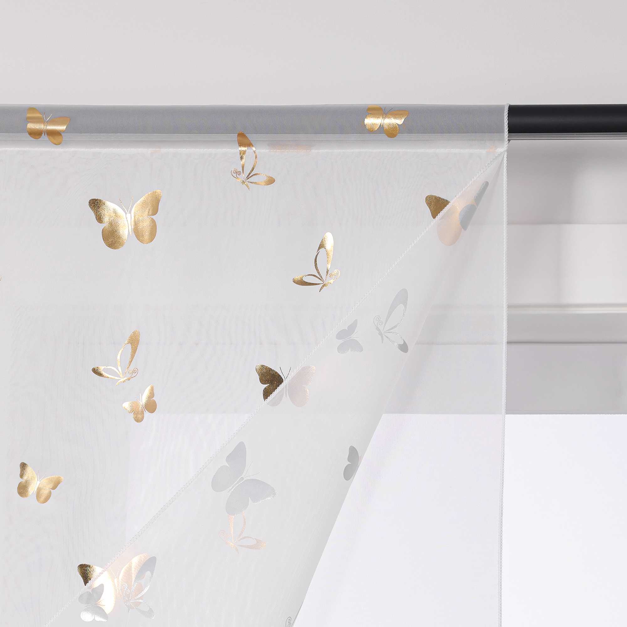 Cafe Curtain with Butterfly Pattern Sheer 1 Piece - Silver, W x H 80 x 150cm
