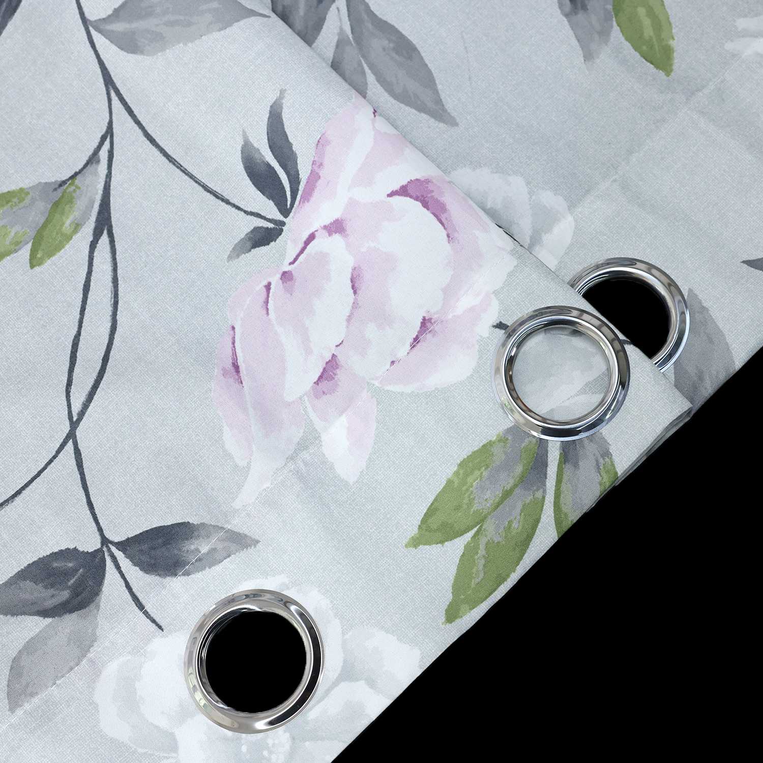 Blackout Grommet Curtain with Floral Pattern Thermal 1 Piece