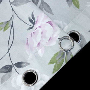 Blackout Grommet Curtain with Floral Pattern Thermal 1 Piece