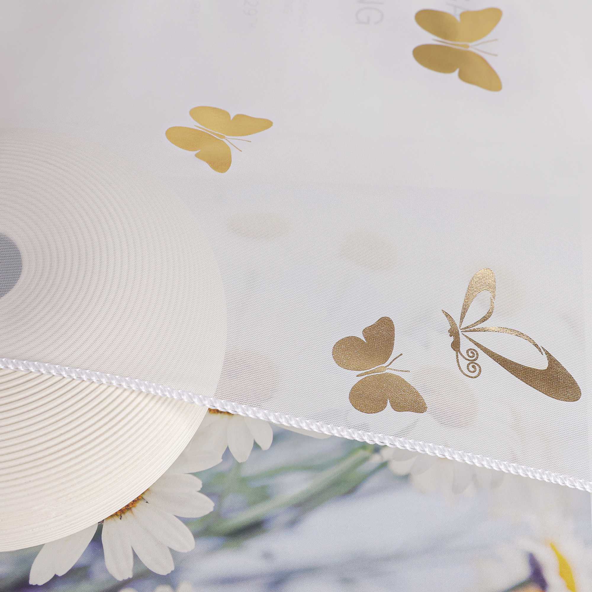 Cafe Curtain with Butterfly Pattern Sheer 1 Piece - Gold, W x H 40 x 90cm