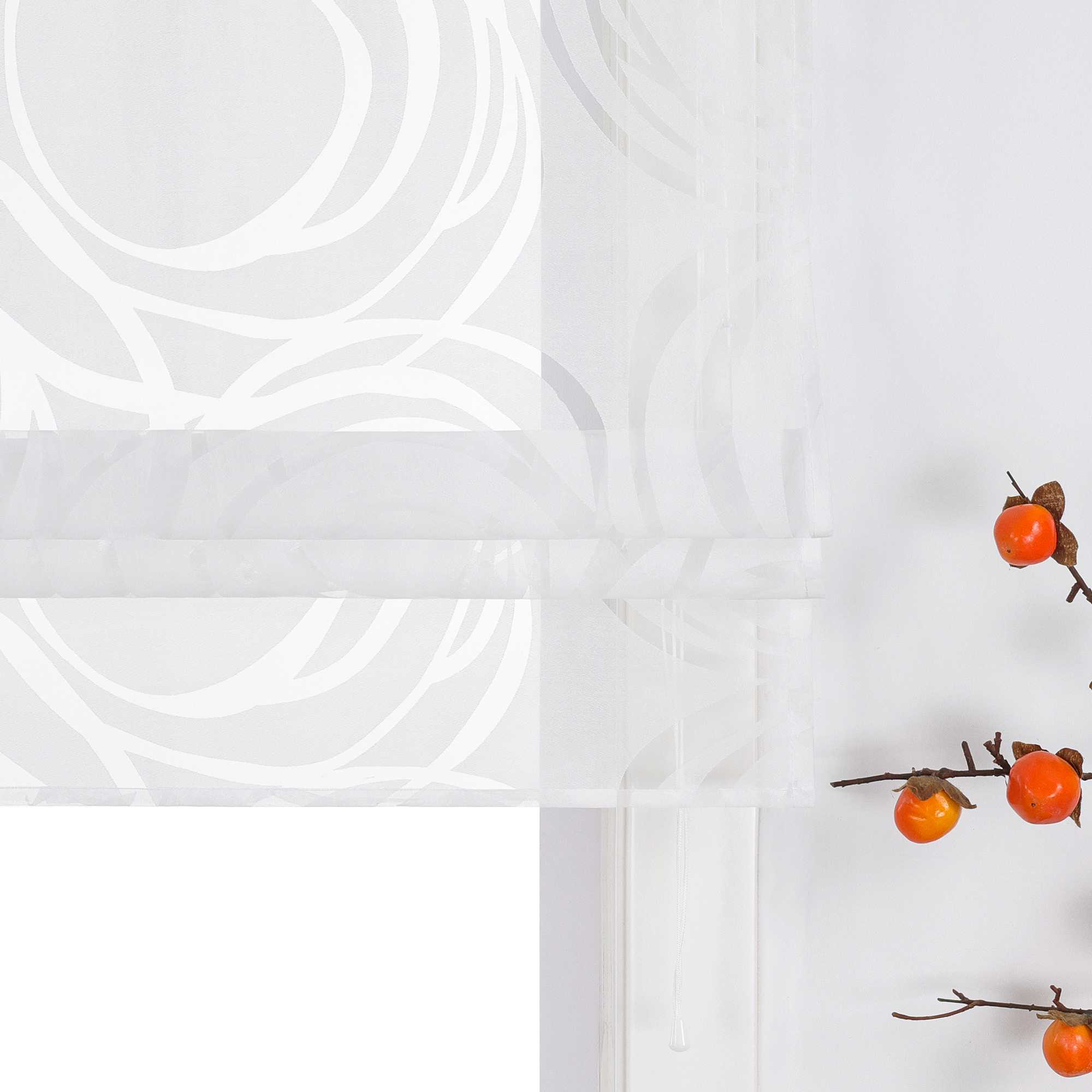 Roman Shades with Circle Pattern - Tab-Top Hanging - Gray, W x H 60 x 140cm