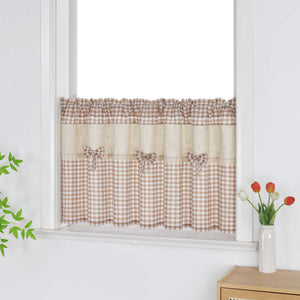 Country Style Cafe Curtain with Check Pattern - H x W 90*90cm