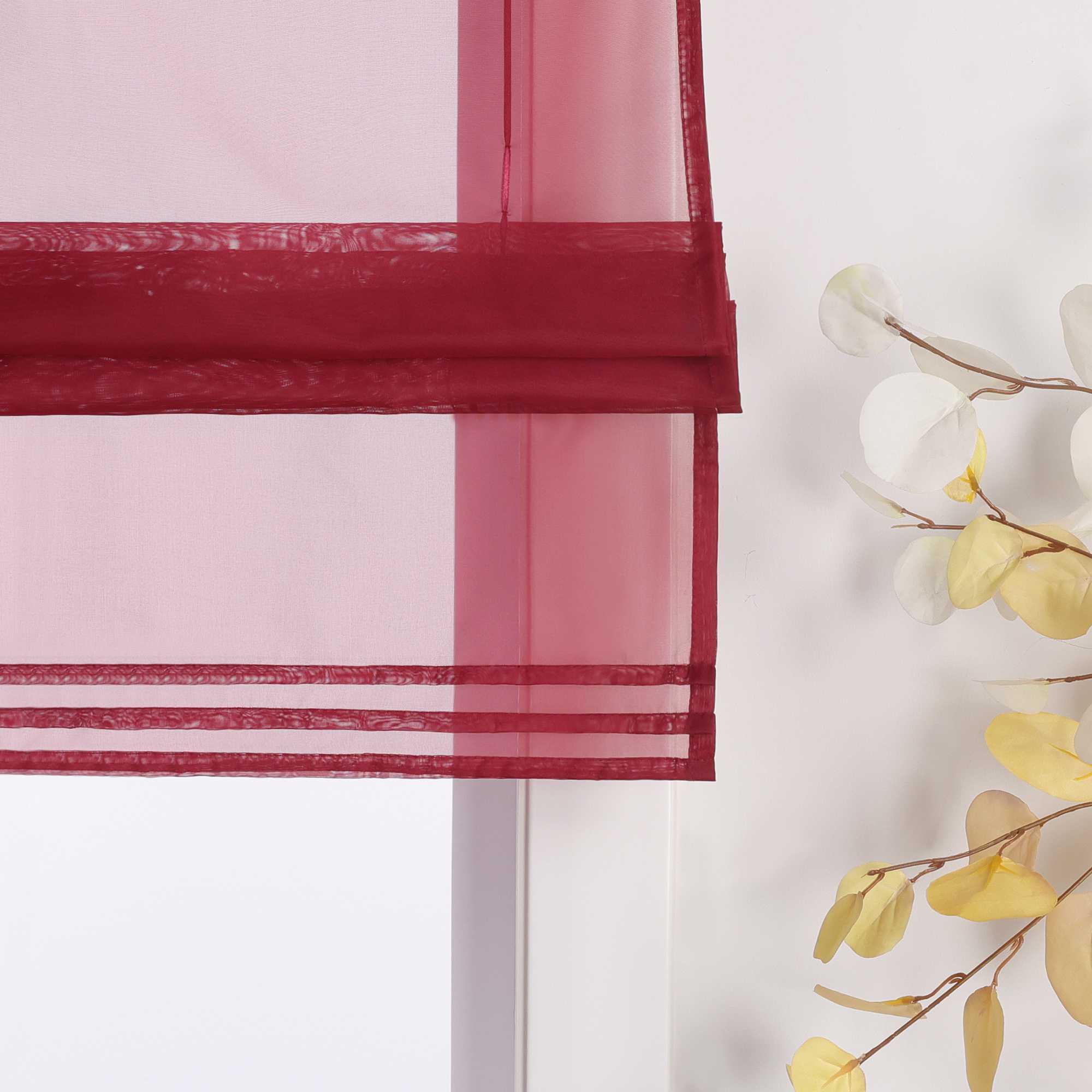 Roman Shade with Rod Pocket Sheer Airy Solid Color 1 Piece - Brown, W x H 60 x 155cm