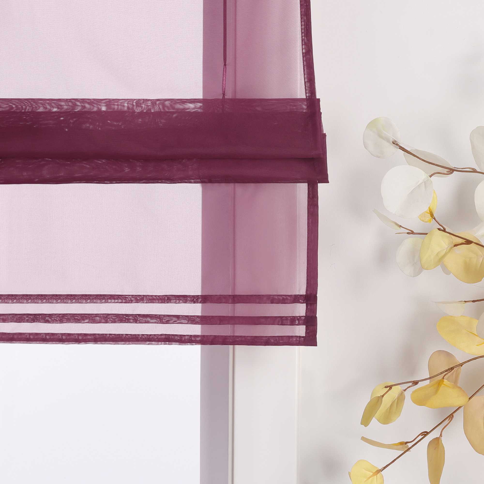 Roman Shade with Rod Pocket Sheer Airy Solid Color 1 Piece
