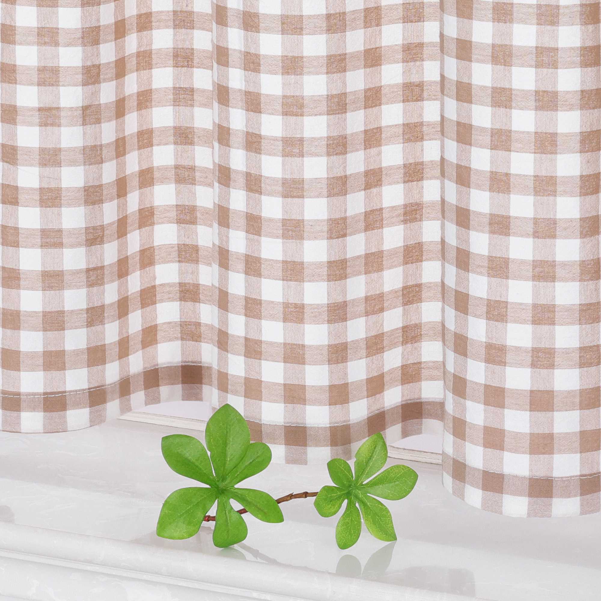 Country Style Cafe Curtain with Check Pattern