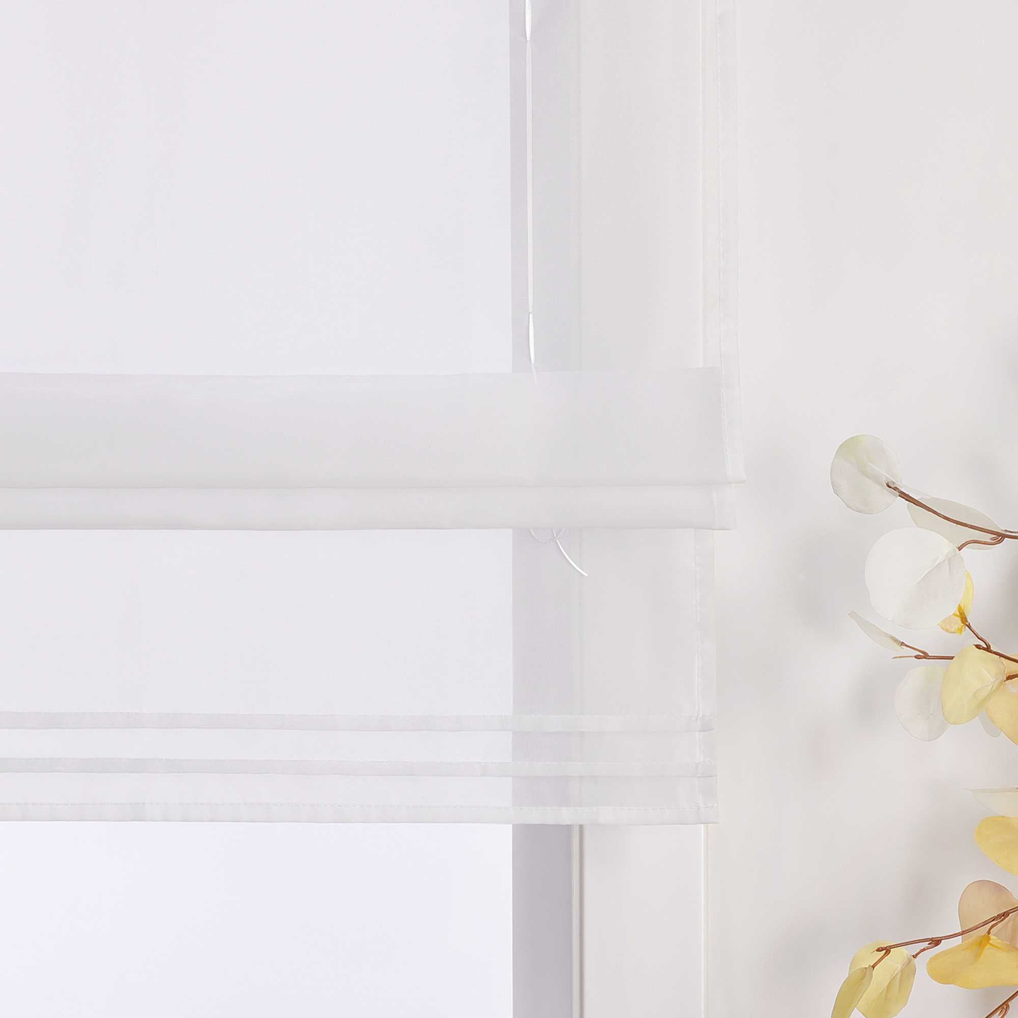 Roman Shade Tab-Top Curtain Solid Color Sheer Voile with Decorative Folds 1 Piece - Sand, H x W 155 x 100cm