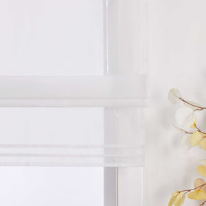 Roman Shade Tab-Top Curtain Solid Color Sheer Voile with Decorative Folds 1 Piece - Sand, H x W 155 x 100cm