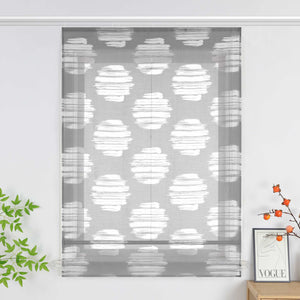 Roman Shade with Wavy Circle Pattern - Track Hanging - White, W x H 60 x 140cm