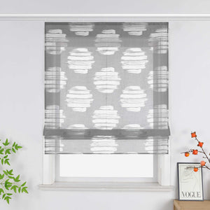 Roman Shade with Wavy Circle Pattern - Track Hanging - White, W x H 100 x 140cm