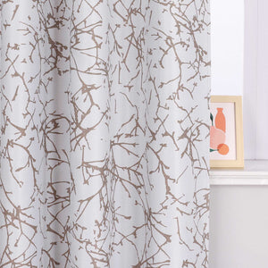 Blackout Grommet Curtain with Branch Print Thermal 1 Piece