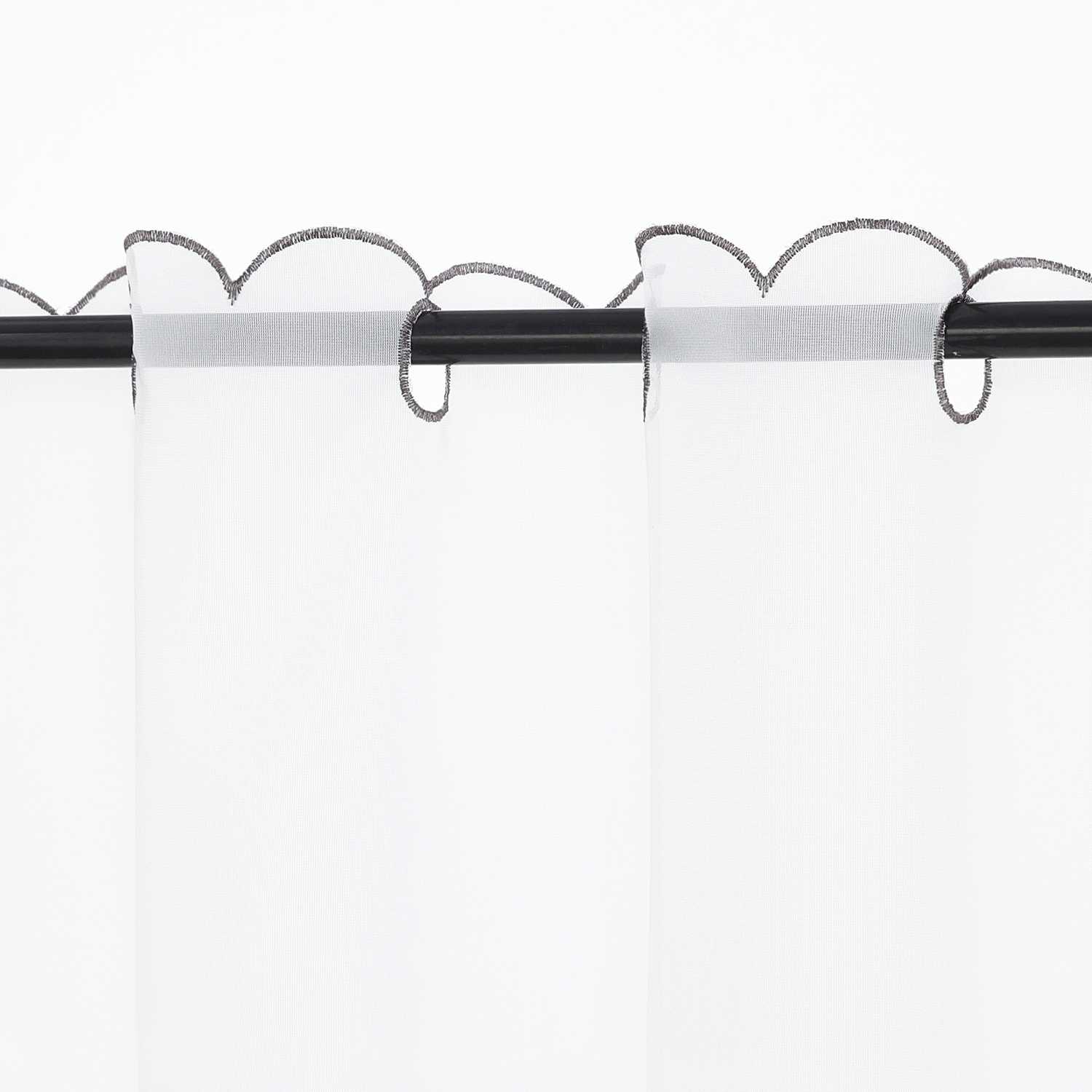 Cafe Curtain with Floral Embroidery - Green, H x W 45 x 120cm