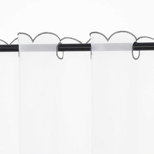 Cafe Curtain with Floral Embroidery - Green, H x W 45 x 120cm