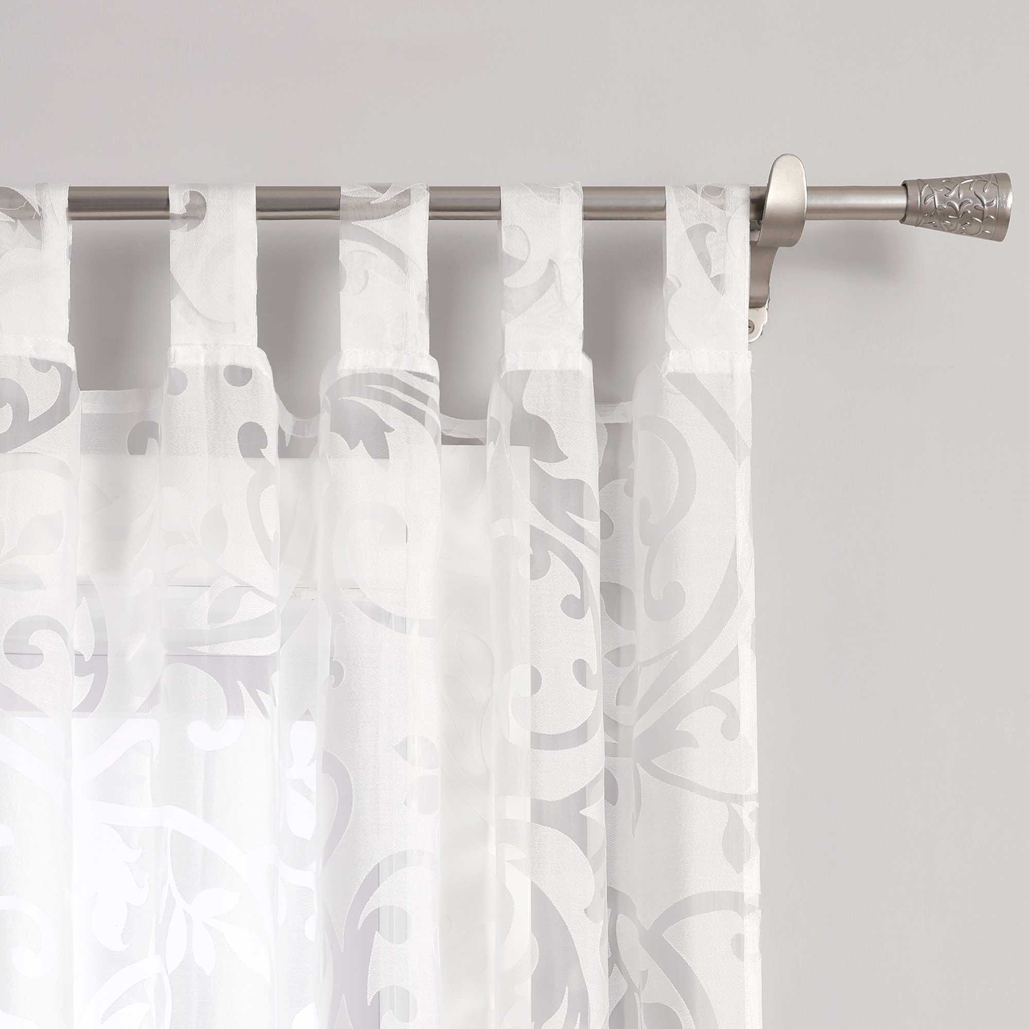 Curtains with Vine Pattern - White, Tab-Top Panel