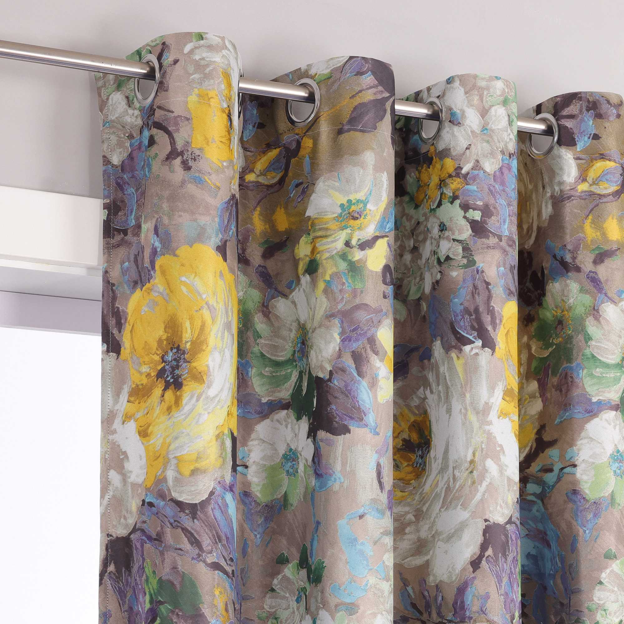 Blackout Curtain Opaque with Oil-Painting Peonies 1 Piece