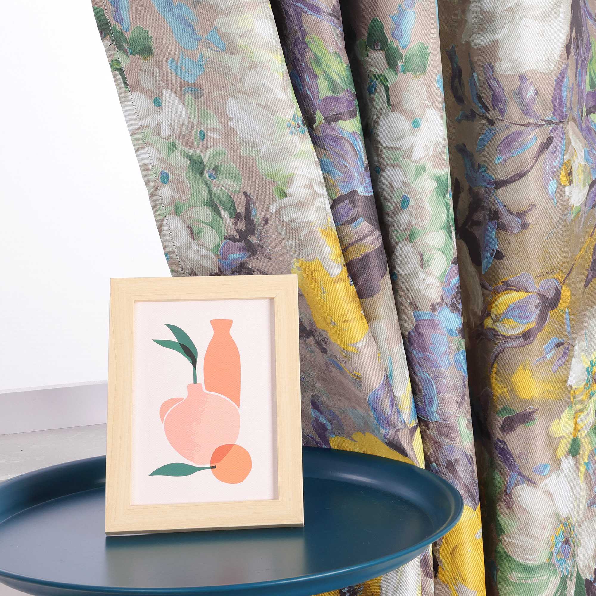 Blackout Curtain Opaque with Oil-Painting Peonies 1 Piece