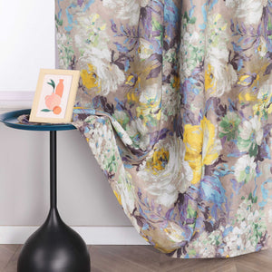 Blackout Curtain Opaque with Oil-Painting Peonies 1 Piece