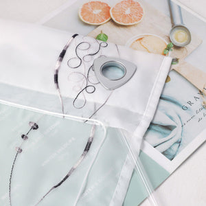 No-Drill Sheer Roman Shade with Grommets, U-Hooks and Embroidery - Gray, W x H 80 x 140cm