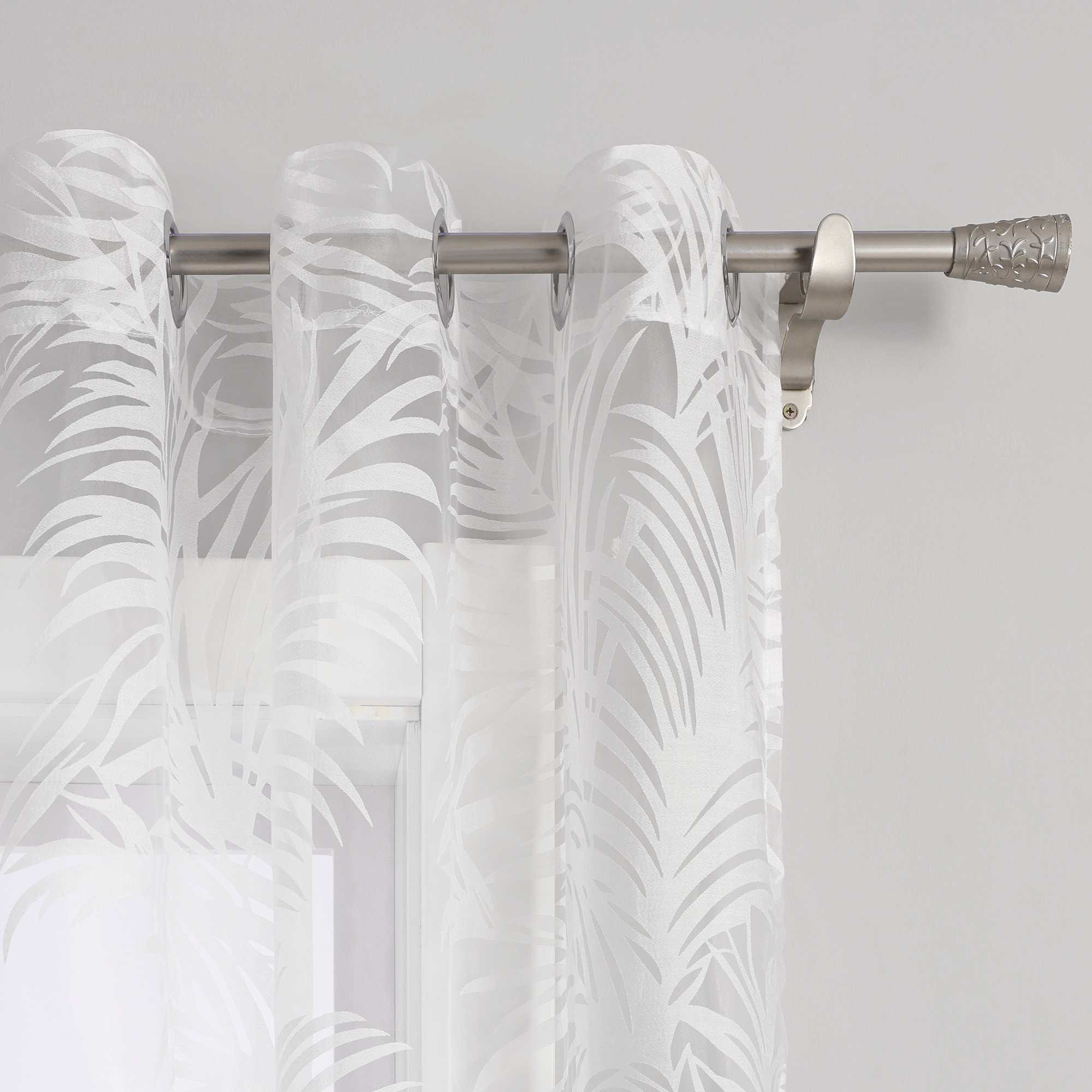 Curtain in Burnout Fabric with Leaves Pattern 1 Piece