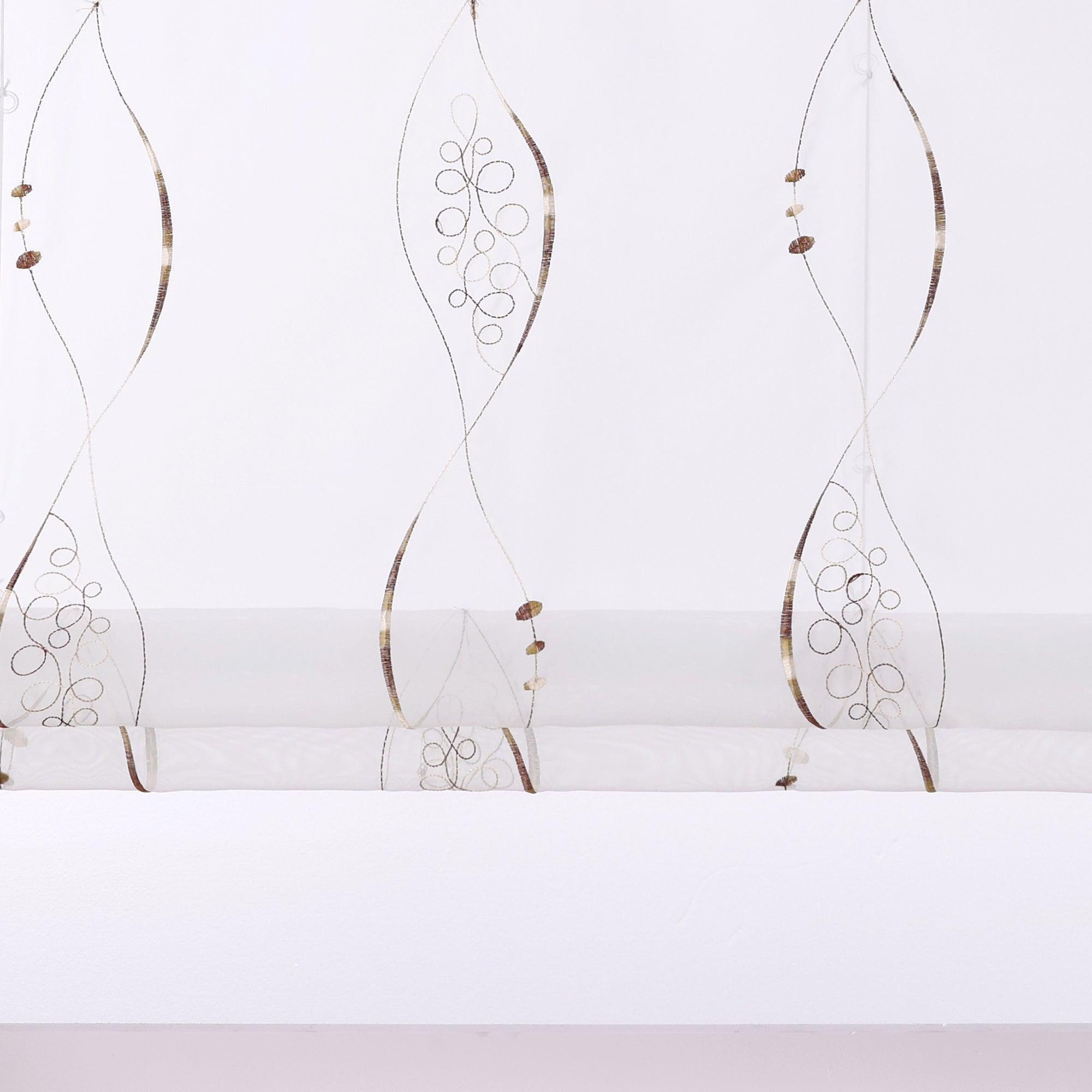 No-Drill Sheer Roman Shade with Grommets, U-Hooks and Embroidery