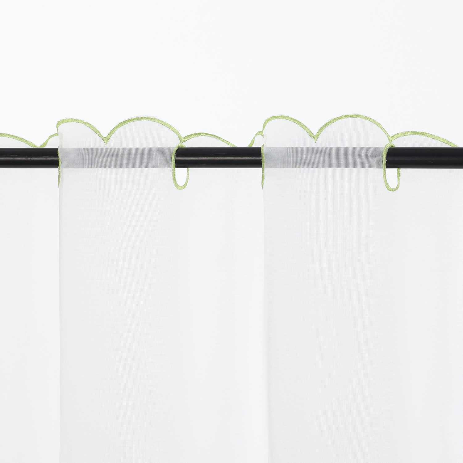 Cafe Curtain with Floral Embroidery - Black, H x W 60 x 120cm