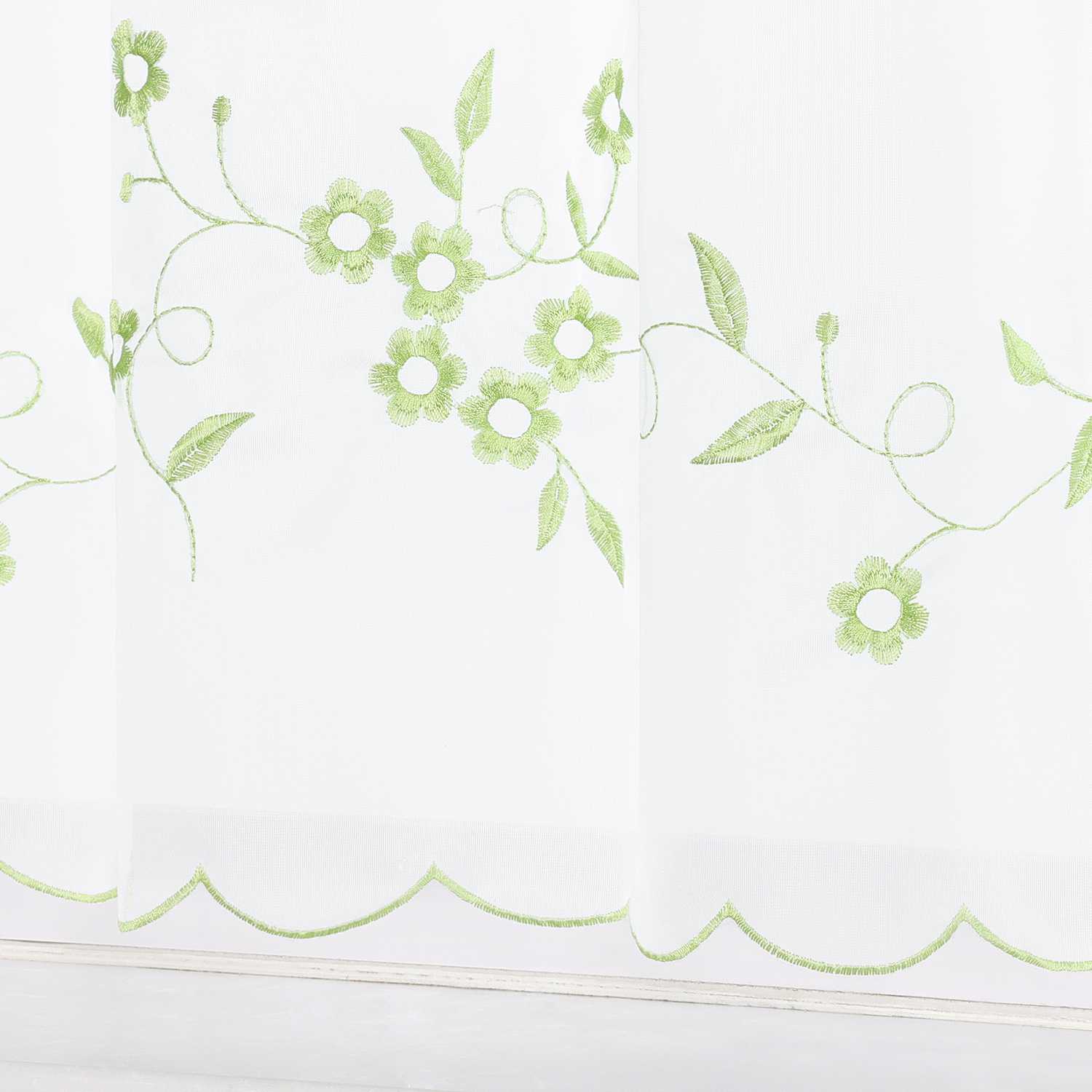 Cafe Curtain with Floral Embroidery