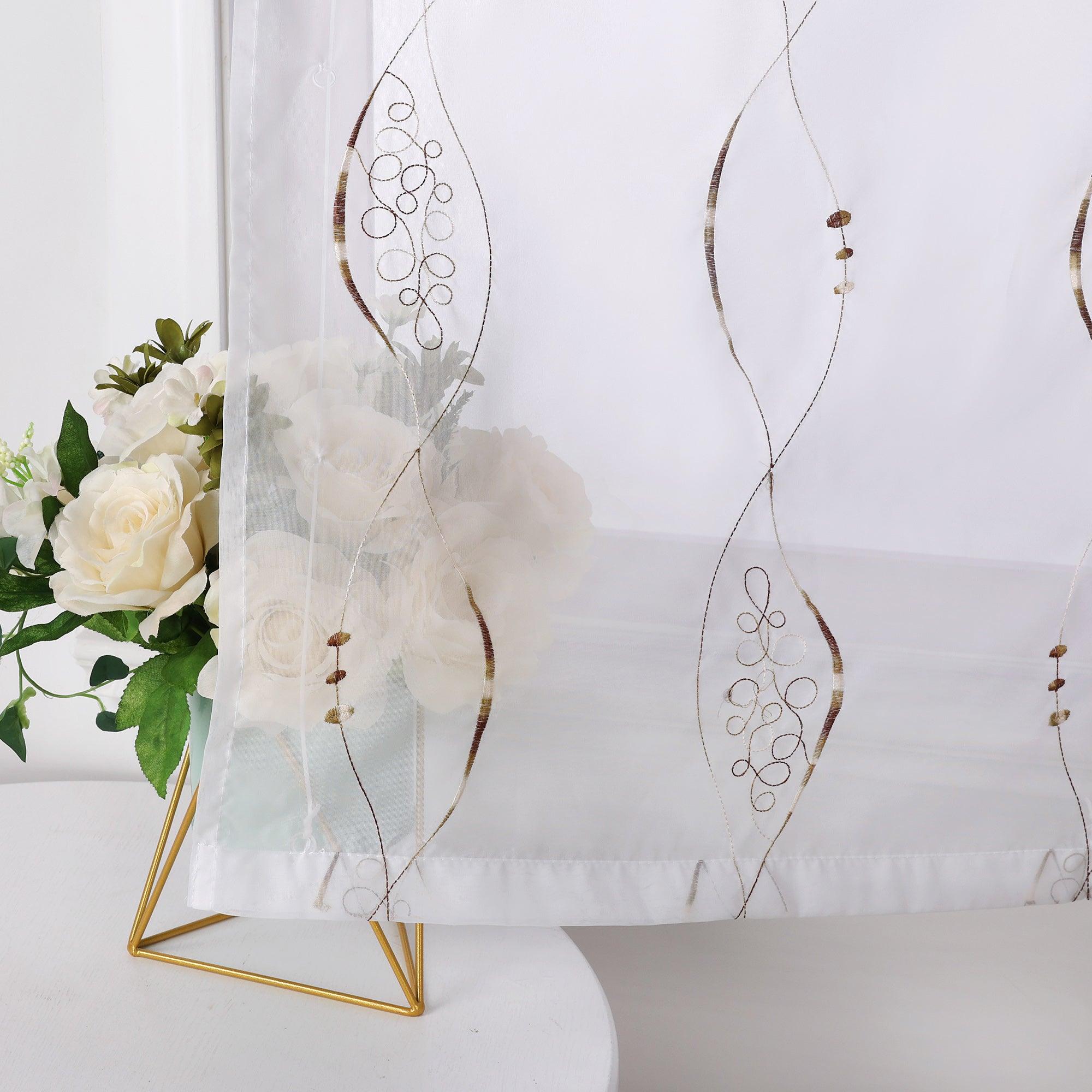 No-Drill Sheer Roman Shade with Grommets, U-Hooks and Embroidery