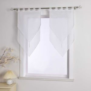 Curtains with Tab-Top Hanging and Triangular Hem Set of 2 - Deline, White